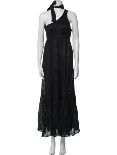 Pre-owned Zimmermann Linen Long Dress In Black