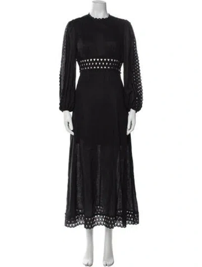 Pre-owned Zimmermann Linen Long Dress In Black