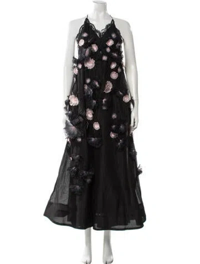 Pre-owned Zimmermann Linen Long Dress In Black