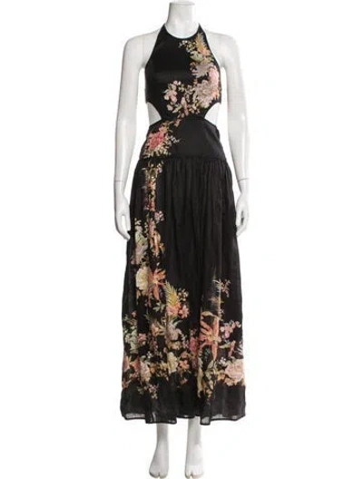Pre-owned Zimmermann Linen Long Dress In Black