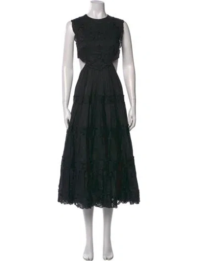 Pre-owned Zimmermann Linen Long Dress In Black