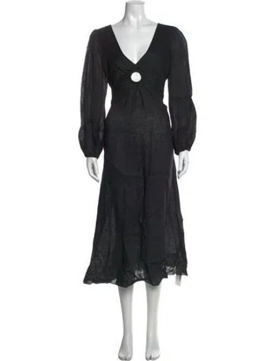 Pre-owned Zimmermann Linen Long Dress In Black
