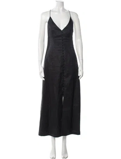 Pre-owned Zimmermann Linen Long Dress In Black
