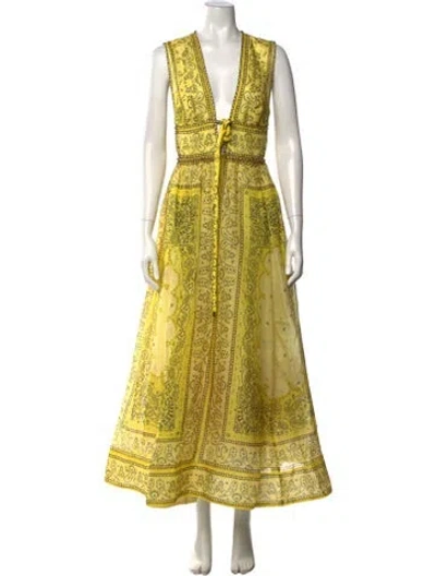 Pre-owned Zimmermann Linen Long Dress In Black