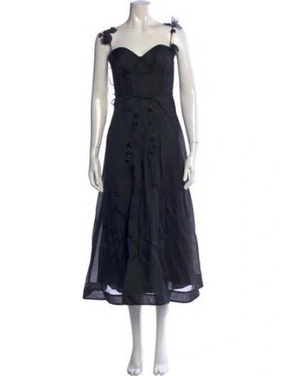 Pre-owned Zimmermann Linen Long Dress In Black