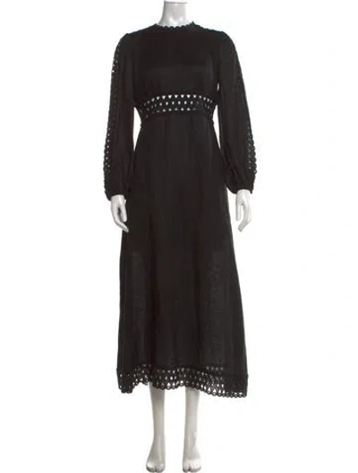 Pre-owned Zimmermann Linen Long Dress In Black