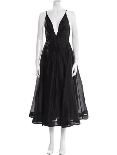 Pre-owned Zimmermann Linen Long Dress In Black