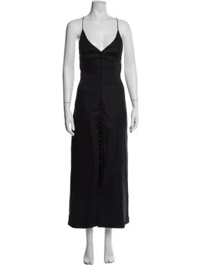 Pre-owned Zimmermann Linen Long Dress In Black