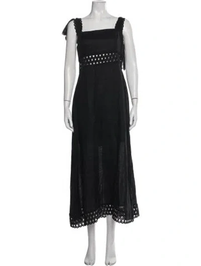 Pre-owned Zimmermann Linen Long Dress In Black