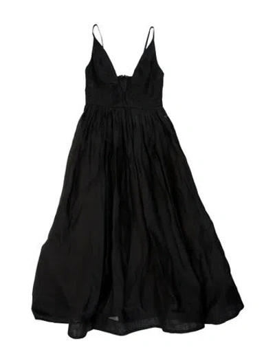 Pre-owned Zimmermann Linen Long Dress In Black