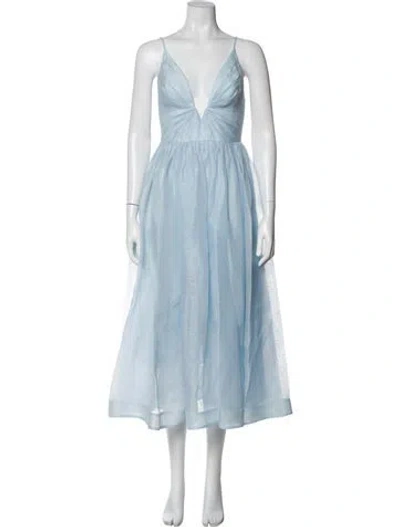 Pre-owned Zimmermann Linen Long Dress In Blue