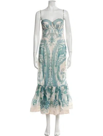 Pre-owned Zimmermann Linen Long Dress In Blue