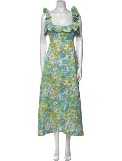 Pre-owned Zimmermann Linen Long Dress In Blue