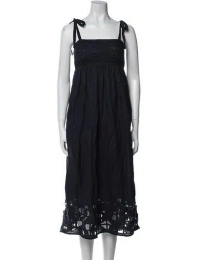 Pre-owned Zimmermann Linen Long Dress In Blue