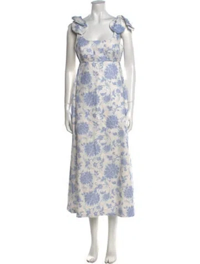 Pre-owned Zimmermann Linen Long Dress In Blue