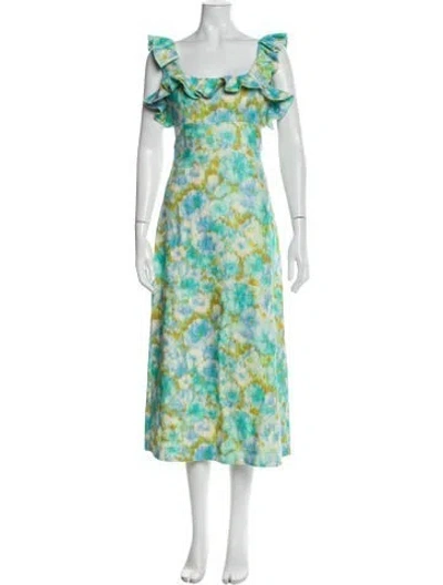 Pre-owned Zimmermann Linen Long Dress In Blue
