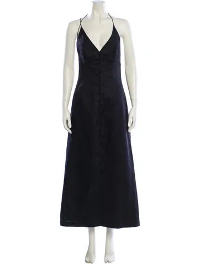 Pre-owned Zimmermann Linen Long Dress In Blue