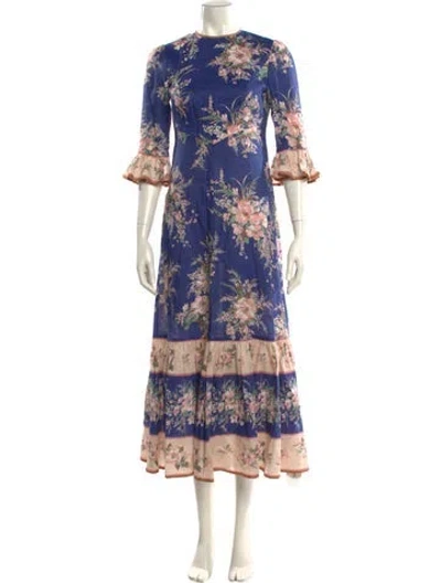 Pre-owned Zimmermann Linen Long Dress In Blue