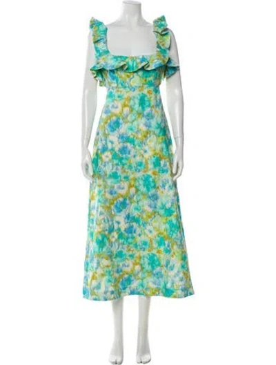 Pre-owned Zimmermann Linen Long Dress In Blue