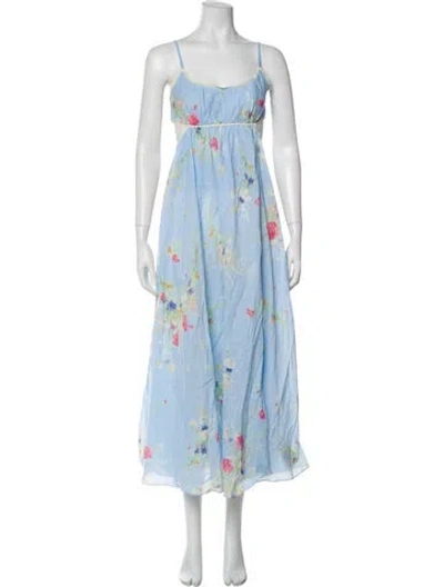 Pre-owned Zimmermann Linen Long Dress In Blue