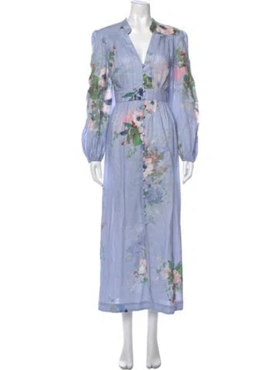 Pre-owned Zimmermann Linen Long Dress In Blue