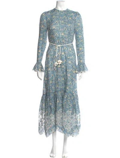 Pre-owned Zimmermann Linen Long Dress In Blue