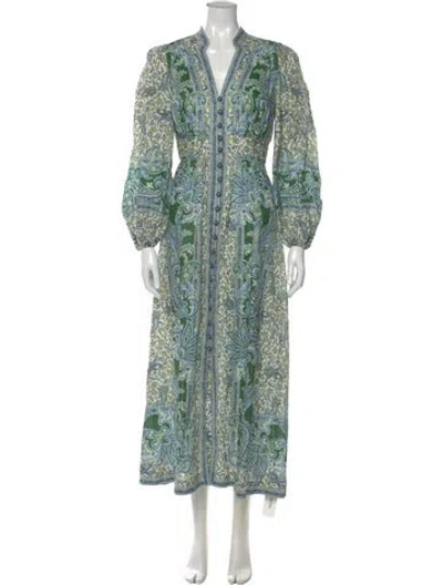 Pre-owned Zimmermann Linen Long Dress In Blue