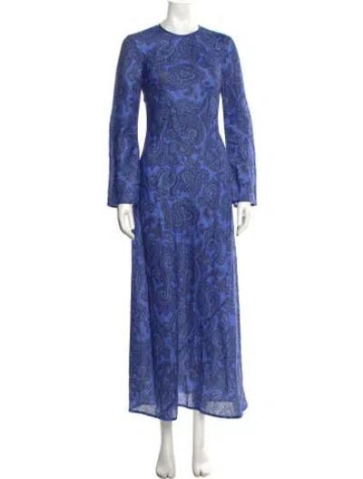 Pre-owned Zimmermann Linen Long Dress In Blue