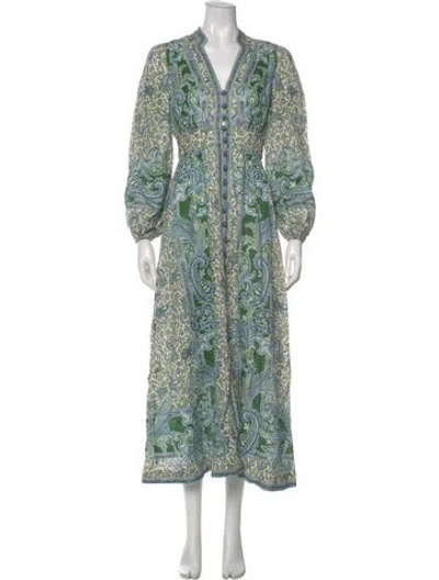 Pre-owned Zimmermann Linen Long Dress In Blue