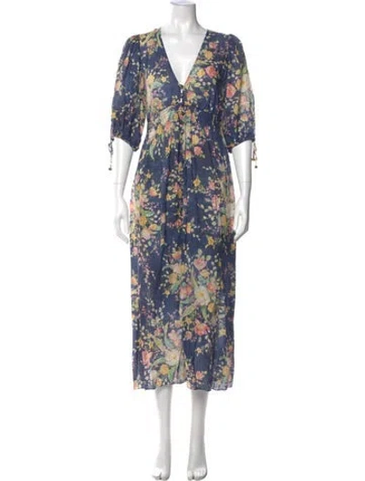 Pre-owned Zimmermann Linen Long Dress In Blue