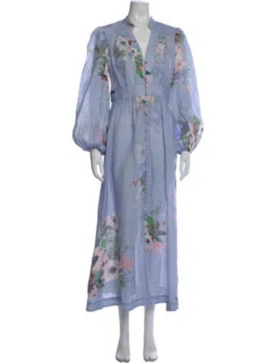 Pre-owned Zimmermann Linen Long Dress In Blue