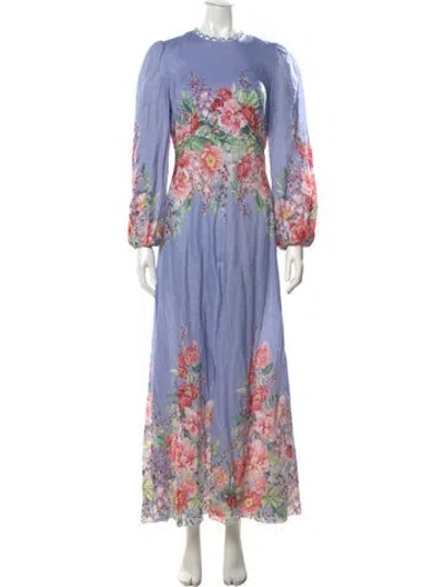 Pre-owned Zimmermann Linen Long Dress In Blue