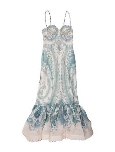 Pre-owned Zimmermann Linen Long Dress In Blue