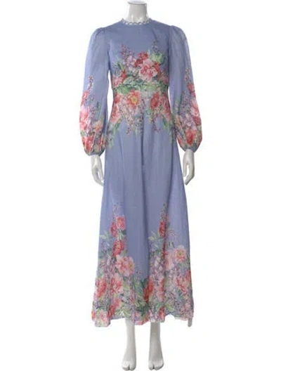 Pre-owned Zimmermann Linen Long Dress In Blue