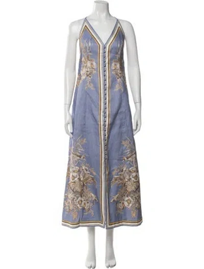 Pre-owned Zimmermann Linen Long Dress In Blue