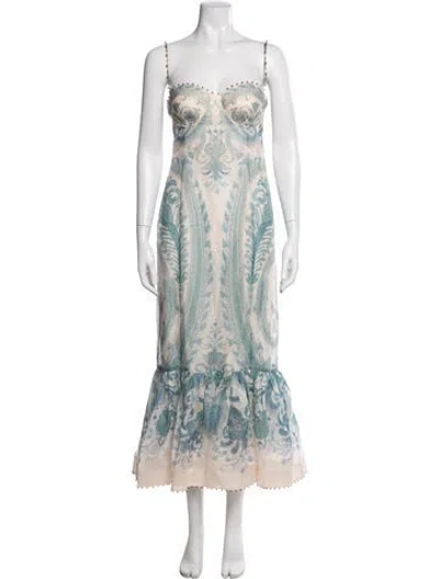 Pre-owned Zimmermann Linen Long Dress In Blue