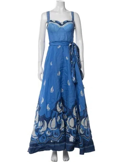 Pre-owned Zimmermann Linen Long Dress In Blue