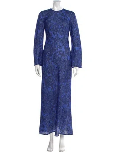 Pre-owned Zimmermann Linen Long Dress In Blue