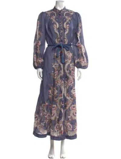 Pre-owned Zimmermann Linen Long Dress In Blue