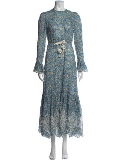 Pre-owned Zimmermann Linen Long Dress In Blue