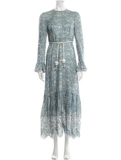 Pre-owned Zimmermann Linen Long Dress In Blue