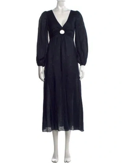 Pre-owned Zimmermann Linen Long Dress In Blue
