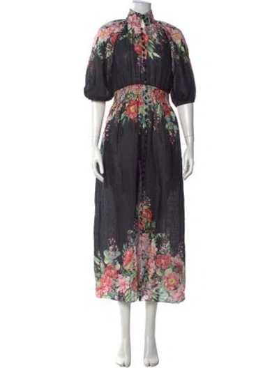 Pre-owned Zimmermann Linen Long Dress In Blue