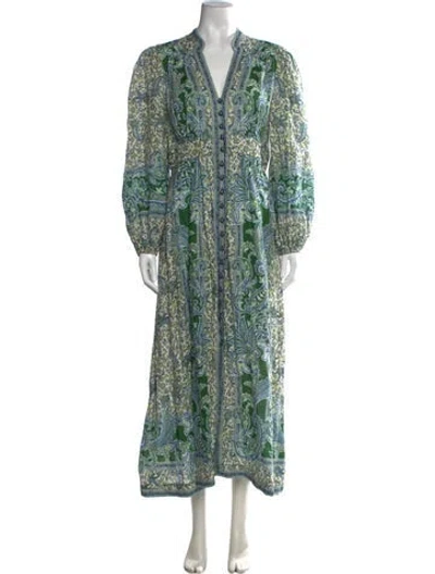 Pre-owned Zimmermann Linen Long Dress In Blue