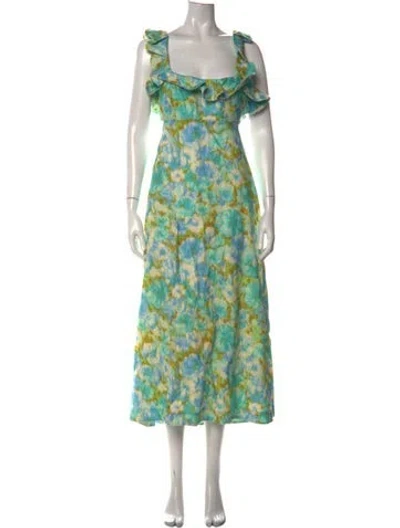 Pre-owned Zimmermann Linen Long Dress In Blue