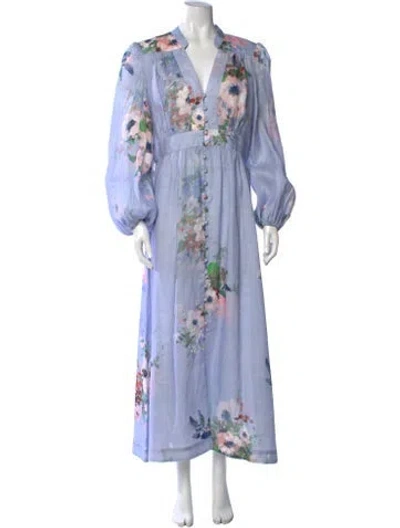 Pre-owned Zimmermann Linen Long Dress In Blue