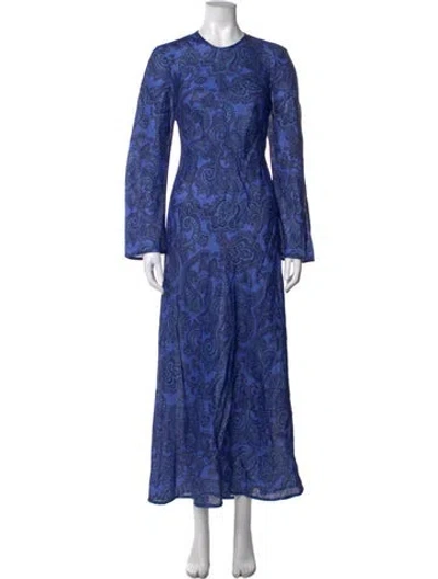 Pre-owned Zimmermann Linen Long Dress In Blue