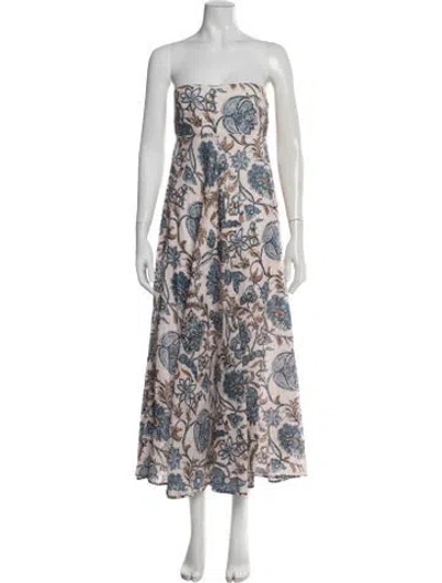 Pre-owned Zimmermann Linen Long Dress In Blue/pink