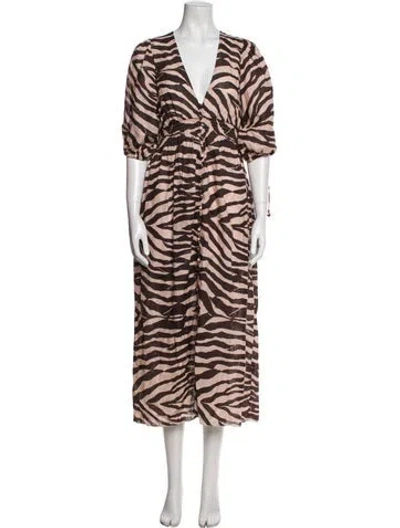 Pre-owned Zimmermann Linen Long Dress In Brown