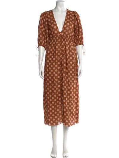 Pre-owned Zimmermann Linen Long Dress In Brown